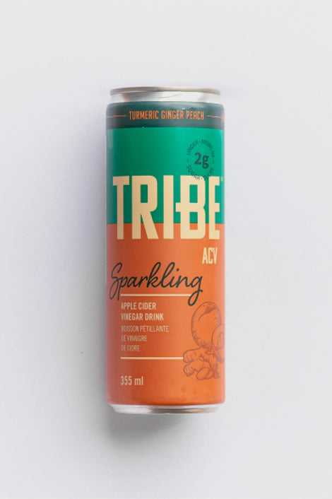 TRIBEACV™ Apple Cider Vinegar Turmeric Ginger Peach Sparkling 355ml/12 PACK